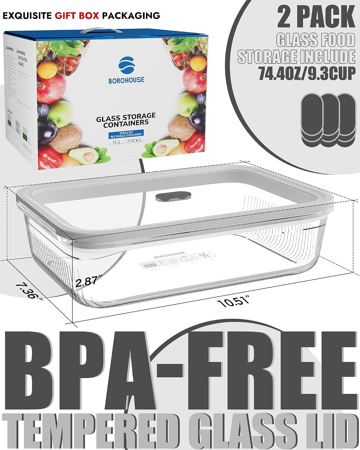 2-pack glazen voedselbewaarcon - Meal Prep Containers recensie en prijs